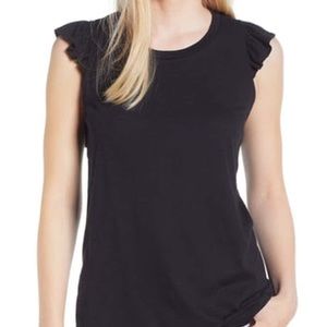 Gibson x hi sugarplum Black Ruffle tank NWT